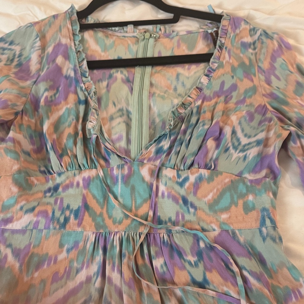 Guess by Marciano Pastel Patterned Silk Mini Dress - Picture 4 of 9
